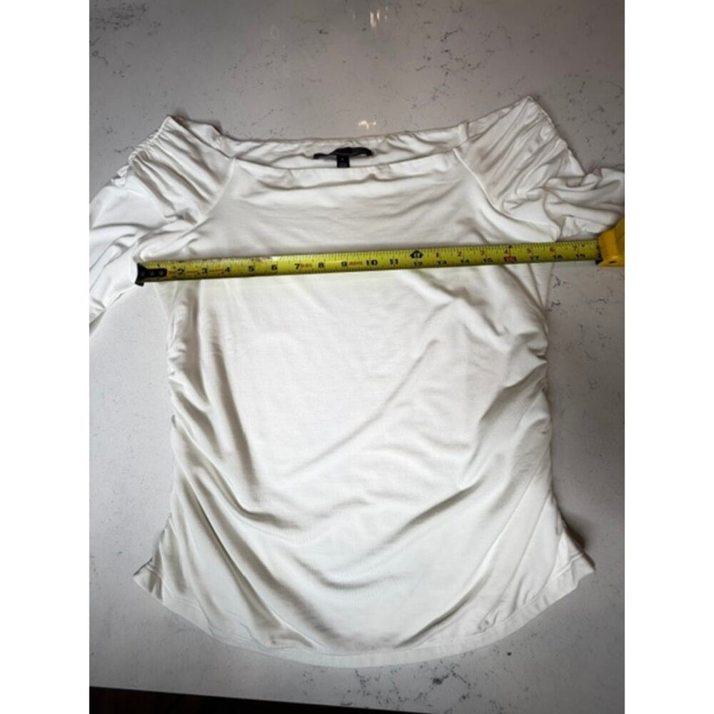 WHBM White House Black Market Cream Ruched Boat Neck Top L Soft Stretch - Picture 7 of 10